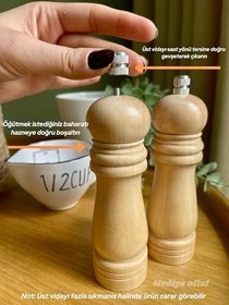 Resim Bambu Gövdeli Vintage Komple Ahşap Tuz Karabiber Değirmeni Baharat Öğütücüsü Orta Boy 16 Cm 2adet 