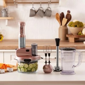 Resim Karaca 8 In 1 Mastermaid Prosteel Cam Hazneli 6 Bıçaklı Uzun Blender Ayaklı Mutfak Robotu 2500W Güçlü Motor+ Onerous Mutfak Tartısı 