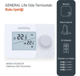 Resim General Mitra 250S Rf Kablosuz Dijital Oda Termostatı 