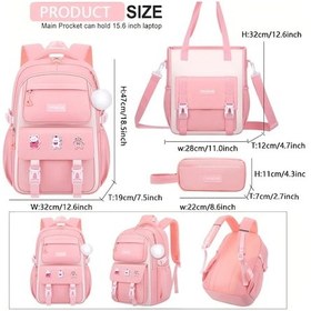 Resim Topshop1 Sevimli Moda Öğrenci İki Parça Sırt Çantası Seti Parlak Pembe Renk Büyük Kapasiteli Dayanıklı Çok Cep Lise Seyahat Çantası Parlak Pembe Renk 