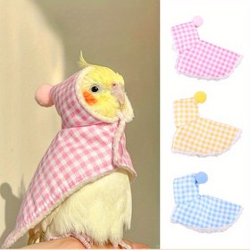 Resim Papağanlar için Kuş Mantosu, Peluş Kareli Evcil Kuş Giysileri, Rahat Sıcaklık, Tüm Kuş Türleri için, Kafes Aksesuarları ile 