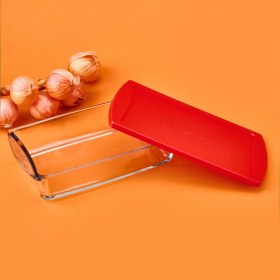 Resim Paşabahçe Kapaklı Dikdörtgen Borcam - Şeffaf / Kırmızı - 1320 ml 