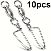 Resim 10 adet Paslanmaz Çelik Döner Balıkçılık saç tokası - Tuzlu ve Tatlı Su için Ağır Hizmet Tipi 8 Şekilli Tasarım, Bass, Trout, Catfish için Paslanmaz Balıkçılık Malzemeleri, Tuzlu Su Balıkçılığı Ekipmanları, Şık Metalik Bitiş, Dayanıklı Yapı 