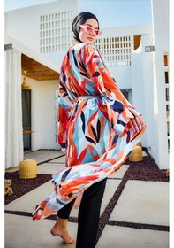 Resim Remsa Mayo Remsa Tesettür Mayo Üzerine Tek Kaftan Kimono Pareo Turuncu Rp027 Lotus Turuncu 