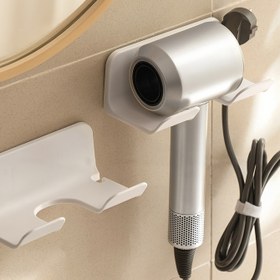 Resim 1 Adet Duvara Monte Saç Kurutma Makinesi Tutucu & Banyo Düzenleyici – Şık Tasarımlı Dayanıklı Plastik Depolama Rafı, Düzenli ve Şık Banyo Düzenlemesi İçin Banyo Organizatörleri ve Depolama 