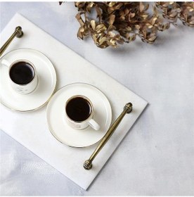 Resim Akayev Mermer Beyaz Rustik 30X20 CM Tepsi 