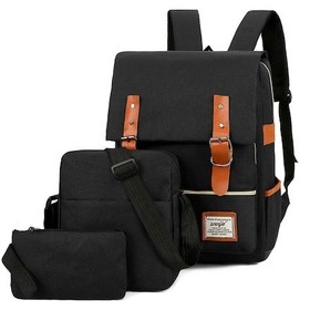 Resim Hombey Usb Şarjlı 3'lü Set Nylon Sırt Çantası - Büyük Kapasiteli İş/seyahat Bilgisayar Çantası Siyah 