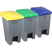 Resim Safell Pedallı Kağıt Plastik Cam Ayrıştırma Kovası 