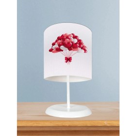 Resim Bebek ve Çocuk Odası Fiyonklu Kalpli Balon Desenli Abajur 