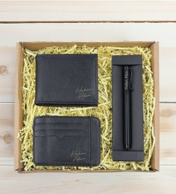 Resim Bk Gift Kişiye Özel İsimli Siyah Deri Cüzdan&kartlık&metal Roller Kalem Hediye Seti, Sevgiliye Hediye, Arkadaşa Hediye, Doğum Günü Hediyesi Kobitmeyen 