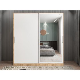 Resim Star Sürgü Kapaklı Gizli Çekmeceli Dolap Gardırop Çam Beyaz 140 Cm 