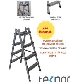 Resim Çift Taraflı Dayanıklı 4+4 Metal Basamaklı Merdiven 