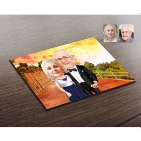 Resim Kişiye Özel Dede Ve Büyükanne Karikatürlü Ahşap Puzzle-1 