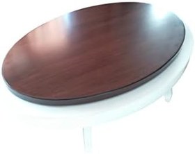 Resim Döner Orta 13826 sehpa Oval Klas;ik Model Kayın Retro Ayak MDF Tabla Parlak Beyaz 