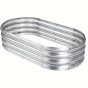 Resim 1 adet, Galvanizli Yükseltilmiş Bahçe Yatağı Kiti, Galvanizli Çiçek Saksıları Bahçe Kutusu Açık Alan, Oval Büyük Metal Sebze 