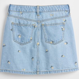 Resim Mavi Işlemeli Denim Etek - Mavi / 7 