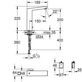 Resim Grohe Fotoselli Lavabo Bataryası Pilli Çift Su Girişli 36441000 