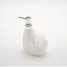 Resim Seramik Süngerlikli Sıvı Sabunluk Golf Desen Beyaz 