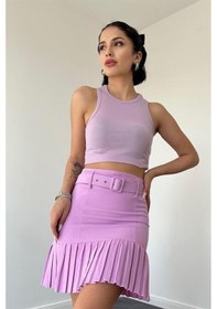 Resim Elbee Fashion Woman Altı Pileli Etek - Lila-7635 Lila 