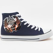 Resim Harley Davidson Plano Erkek Lacivert Keten Spor Ayakkabı 