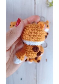 Resim Tilki Amigurumi Örgü Anahtarlık Oyuncak 