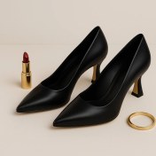 Resim Kadeh Topuklu Siyah Stiletto Ayakkabı 