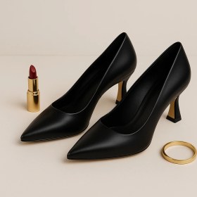 Resim Kadeh Topuklu Siyah Stiletto Ayakkabı 