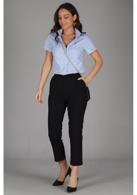 Resim Sweetness Kadın Mavi Kısa Kollu Likralı Gömlek Mavi 