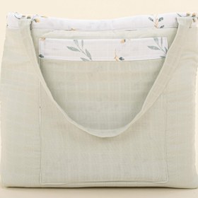 Resim Bebek Bakım Çantası - Açık Yeşil Muslin - Yapraklar 