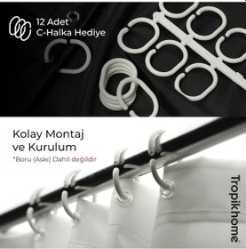 Resim Buz Dağı Desenli Banyo Perdesi 180x200 CM Tek KanatDuş Perdesi Mavi 