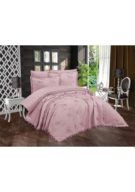 Resim Çeyizdiyarı Topkapı 6 Parça Şönil Nakışlı Pike Takımı Pudra Pudra 