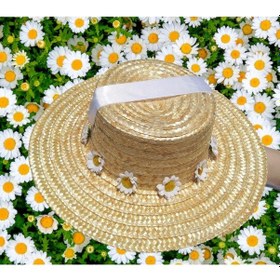 Resim Kadın Hasır Papatya Gondol Bağlamalı Kurdale Beyaz 