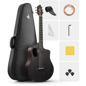 Resim Donner RISING-G1 Carbon Fiber Akustik Gitar Seti (Siyah) 