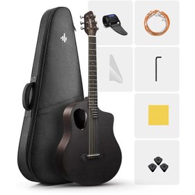 Resim Donner RISING-G1 Carbon Fiber Akustik Gitar Seti (Siyah) 