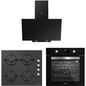 Resim Silverline Siyah Cam Ankastre Set - BO6502B02 Fırın, CS5700E6B01 Ocak, 3481 Flam 60 cm Davlumbaz 