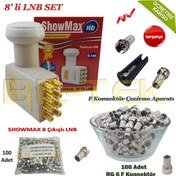 Resim Showmax 8 'li Lnb + 100 Adet F Konnektör+F Konnektör Çevirici Set 