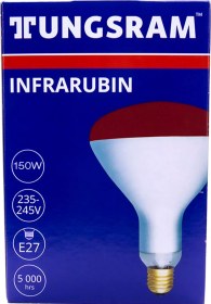 Resim İnfrared Isıtıcı Ampul Kırmızı 150 Watt Tungsram