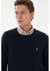 Resim U.S. Polo Assn. Erkek Slim Fit Bisiklet Yaka Lacivert Kazak 50314975-VR033 