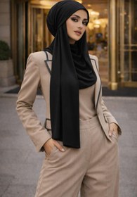 Resim Aişe tesettür Siyah Bone Şal/ Yarım Tunik/ Boğazlı Panço 