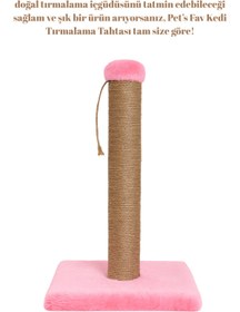 Resim Pets Fav Kedi Tırmalama Tahtası 4 Renk Seçenekli Peluş Tabanlı Tırmalama Direği 80 cm Doğal Jüt Halatlı 