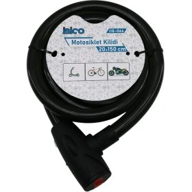 Resim Anahtarlı Aç-Kapa Kilit Kapaklı Motor - Bisiklet Kilit Çelik Tel Siyah Şeffaf Kılıf 20MMX150CM (4741) 