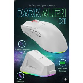 Resim Leaven Dark Alien X1 Kablosuz 3 Modlu Ultra Hafif Oyuncu Mouse- 59 Gram 400 Mah Batarya- Makrolu 