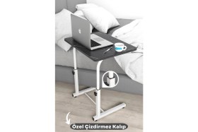 Resim Depolife Yükseklik Ayarlı Laptop Sehpası Kahvaltı Ders Çalışma Bilgisayar Ofis Yemek Çocuk Masası Metal Ayak 