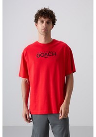 Resim Tommy Life Fiesta Pamuklu Kalın Yumuşak Dokulu Oversize Fit Baskılı Erkek T-shirt - 88329 Kirmizi 