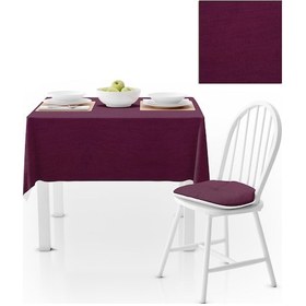 Resim Mürdüm Kadife Dokulu Masa Örtüsü 180x220 