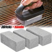 Resim 3'lü Paket Ağır Hizmet Tipi Temizleme Blokları Ergonomik Saplı - Barbekü Izgaraları, Havuz Karoları, Lavabolar ve Ateş Çukurlarındaki Zorlu Yağ ve Kir İçin Kolay Leke Çıkarıcı - Porselen ve Paslanmaz Çelik için Çizik Yapmayan Yüzey Koruma 