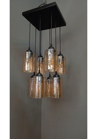 Resim 8'li Gold Boru Camlı Sarkıt Avize Gold 