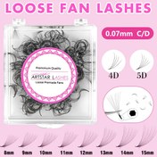 Resim 500Fan Önceden Yapılmış Fan Kirpikleri Yumuşak ve Doğal Grafting 4D 5D Kirpikler 0.07Mm Kalınlık 8-15Mm Uzunluk El Yapımı Açık Fan Sahte Kirpikler Kullanımı Kolay ve Zamanı Kazanmak 