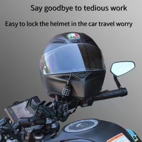 Resim Motosiklet Kask Kilidi Kablosu - Esnek Sarmal Çelik Güvenlik Zinciri 4 Haneli Kombinasyon Kilidi ile, Fırçalanmış Kaplama, Paslanmaz Çelik Yapı, Siyah - Tekli Paket 