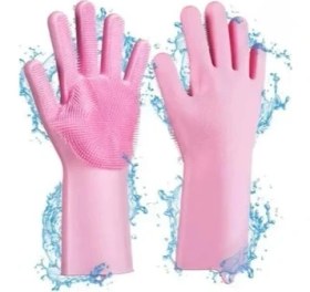 Resim Sihirli Isıya Dayanıklı Silikon Çok Amaçlı Bulaşık Eldiven Fırçası Magic Gloves 